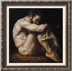Hand Painted Oil Painting art Male Nude Men on Canvas 30″x30″