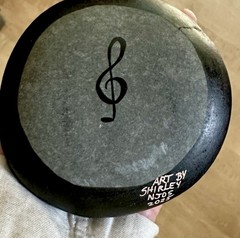 ACDC Emblem Hand painted on a Round Rock 5x5x1 1/2
