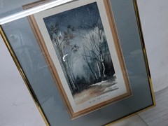 Vintage Watercolor Landscape Painting Signed & Framed Gallery Sticker On Back