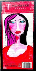 Colorful LADY PAINTING original SWARTZMILLER DNA SIGNED ART Upcycled CB 18×24