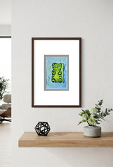 Gummy Bear Green Oil Painting 10×15 cm Pastose Technique Painting on Canvas Fabric