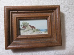 Vintage Beach House Painting Seaside Art Gallery Nags Head N.C. Signed Miniature