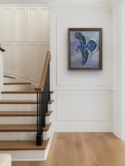 Blue Jay Bird Painting 20×16 Framed Acrylic Wildlife Canvas Art