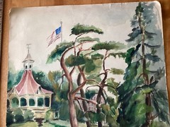 Vintage Watercolor on Paper. came from large collection. 1950-60’s. 26″ by 19.5”