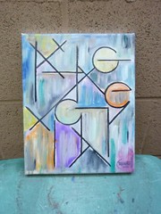 A SURE BET abstract new modern oil painting 8×10 canvas original signed Crowell