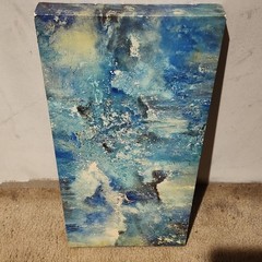 Blue & White Abstract Canvas Painting, Unframed Single Piece Art