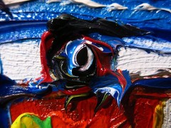 ORIGINAL OIL█PAINTING VINTAGE ART█SIGNED POP█ABSTRACT CUBIST ’26 PORTRAIT 12×12″