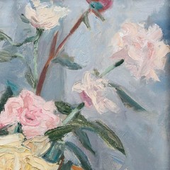 Mid 20th Century Oil – Roses in a Glass Vase