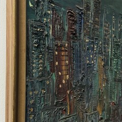 Vintage Expressionist Modernist Impasto Nocturne Cityscape, Signed