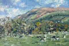 GERRY MILLER-Oil Painting on cardboard.“Cowfield Bute, Scotland“. 40x27cm