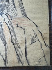 Large Vintage „Portrait Of A Young Man“ Charcoal/Crayon? Drawing- Signed/Framed
