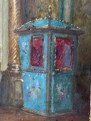 19thC Leonce De JONCIERES (1871-1952) Sedan Chair Interior Castle Versailles Oil