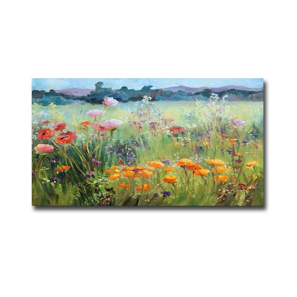 Poppy Field by Barbara Cleary Gallery-Wrapped Canvas Giclee Art (12 in x 24 in)
