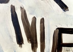 Hand Painted Black+White Abstract 9×12 Acrylic Painting on Paper, Holly Hammond
