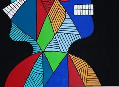 A.Z. Davis 20″X 16″ Painting Abstract Modern Figurative Picasso Style Pop Cubism