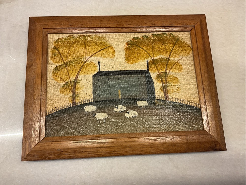 Original Mary Beth Baxter Signed Dated 1996 Landscape Sheep 8 1/2” X 6 1/2”