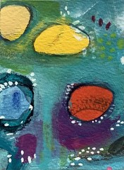 Aceo Painting Original Art Collector Card By Kenna Abstract 2.5” X 3.5”