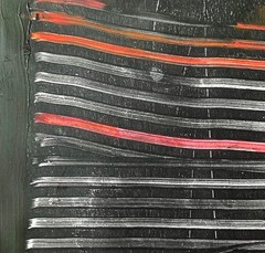 Hand Painted Black+Red Abstract 9×12 Acrylic Collage on Paper, Holly Hammond