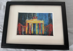 Brandenburg Gate Framed Abstract Art, textured painting 8×11 SKU 75