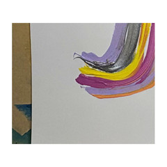 Organic Abstract Line Art 11×14 Silver & Multi-Color Original Hand Painted Paper