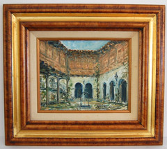 Original Oil Painting „Interior Colonial Patio“ Old Havana Cuba 10×8 Hecto Vidal