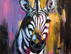 ZEBRA EXOTIC 14×11 ORIGINAL MODERN ART SAFARI COLLECTIBLE INTERIOR DESIGN