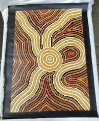 First Nation Aboriginal Art Sharon Butcher Beautiful Water Hole ~ 90cm x 66cm