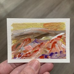 ACEO Original Painting Abstract Landscape Impressionism Acrylic on Paper