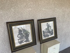 Vintage Temple Rubbing Asian, Siam, Tribal, Thai, MCM Modern Art discount 4 both