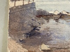 Very beautiful watercolor Sea Marine 1920 Boat to identify Mediterranean? Sete?