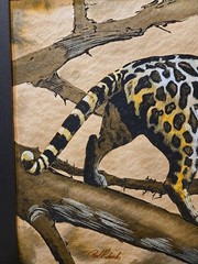 ORIGINAL PAUL RICHARDS SIGNED WATERCOLOR COMPOSITION CLOUDED LEOPARD MAT 18×24