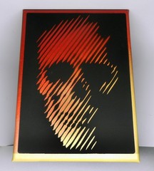 Human Skull 9 x 12 Handmade Painting On Canvas Wall Art Death Horror Red Yellow