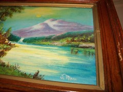 VTG Framed Landscape Art 13 1/4 x 11 1/4″ on Highlite canvo board Signed J. Marr