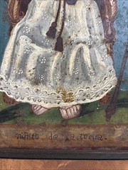19th Century Retablo Antique Mexican Oil on Tin Painting Holy Child of Atocha