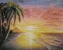 „Sum beach“ Original Oil Painting 16×20 Framed upon request.