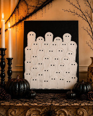 Halloween Decorations, Ghost Wall Art Hand Painted Painting, Unframed Spooky Gho