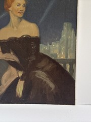 Antique Painting Portrait Woman Women Female Model Art Deco Cityscape Mystery