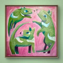 DANVERRS Tasmanian Devils Post modern 100x100cm Oil on Canvas Original Painting