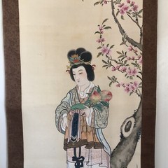 Chinese Painting Queen Mother of the West Peaches of Immortality Blossoms Scroll