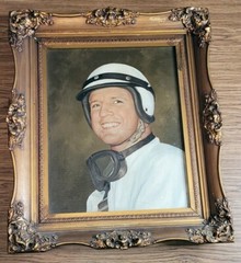 RARE OIL ON CANVAS PORTRAIT OF AJ A.J. FOYT SR. SIGNED LOWER LEFT A.G. – 26-1/2”