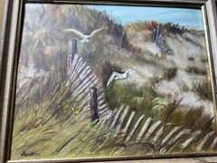 Shirley Sancken 1994 „Beach Landscape Scene“ Oil Painting – Signed And Framed