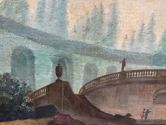 Antique Neoclassical 18th Century Landscape Oil Painting by Huberto Robert (x2)
