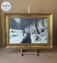 Albert Wang (Danish, 1864) Fine Forest Oil. Freshly Fallen Snow. Dated 1912.COA