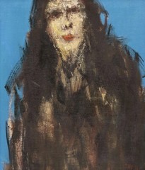 Don Snell, Texan (1922-2014) Brutalist Female Portraiture Oil Painting