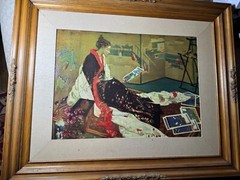 Large After James McNeill Whistler „Japanese Female“ Oil Painting – Framed