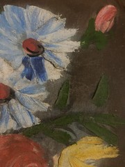 Antique Acrylic Impasto Flower Painting Signed
