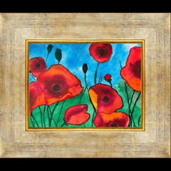 Red Poppy Flower Wall Art Original Watercolor Painting Small Floral Decor 5×8
