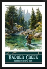 Badger Creek Minnesota Fly Fishing Travel Poster for Prints Framed or Canvas