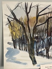 Margaret Dietrich Watercolor Painting Winter Ravine Appleton WI Wisconsin Signed