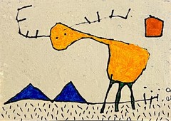 e9Art ACEO ‚hello silence my old friend‘ outsider childlike art brut primitive